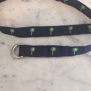 Navy blue belt w/ embroidered green palm trees 